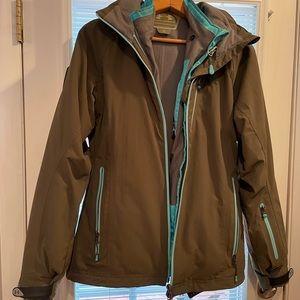 Under Armor, Size SMALL, Rescue Winter Coat. Olive green. Two piece, can unsnap